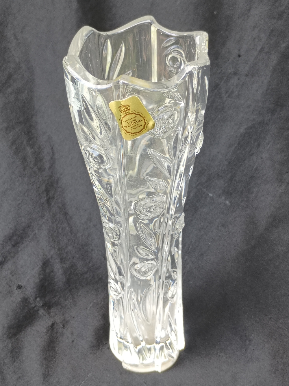 Clear Glass Floral Pattern Vase - Home Accents